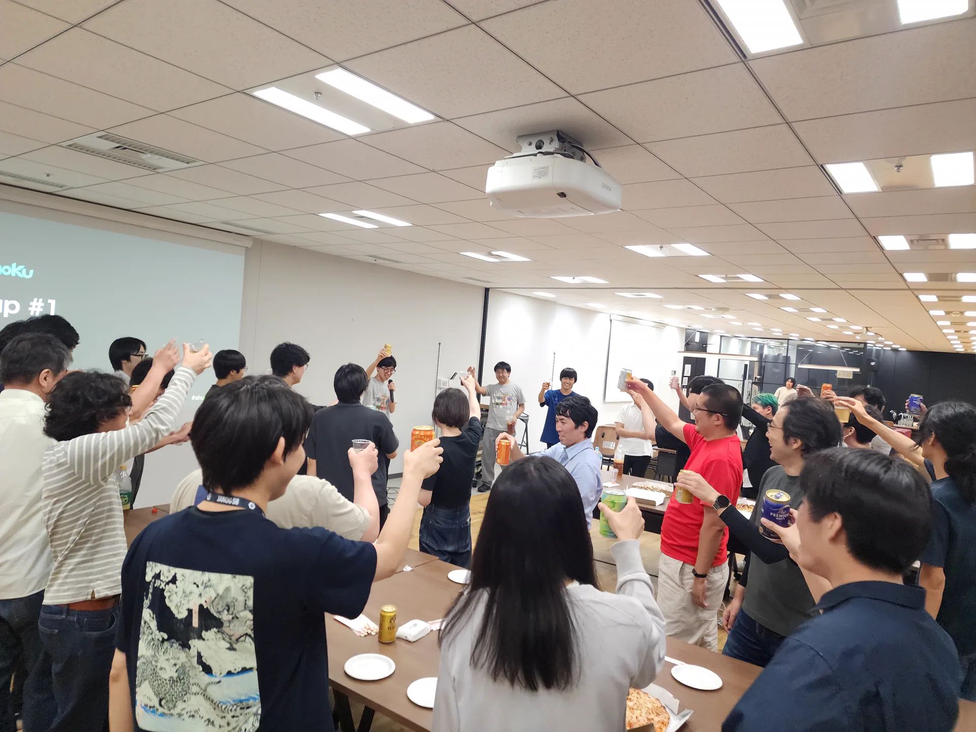 A toast together at the venue.